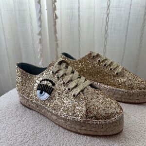 New Chiara Ferragni Glitter Platform Sneakers in size 39